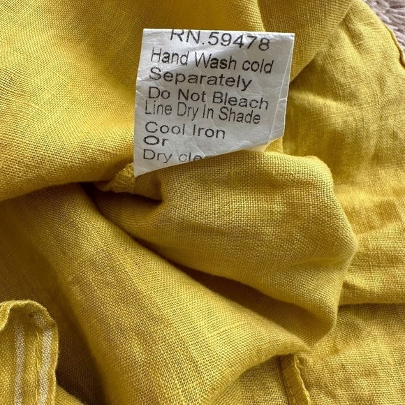 NEW Lungo L'Arno PURO LINO Linen Women's Size Medium Mustard Striped Tunic Top - Picture 13 of 16